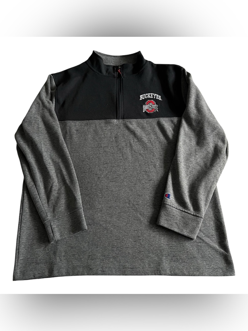 Champion Ohio State Buckeyes Fleece Quarter Zip Pullover Mens Large Gray Golf